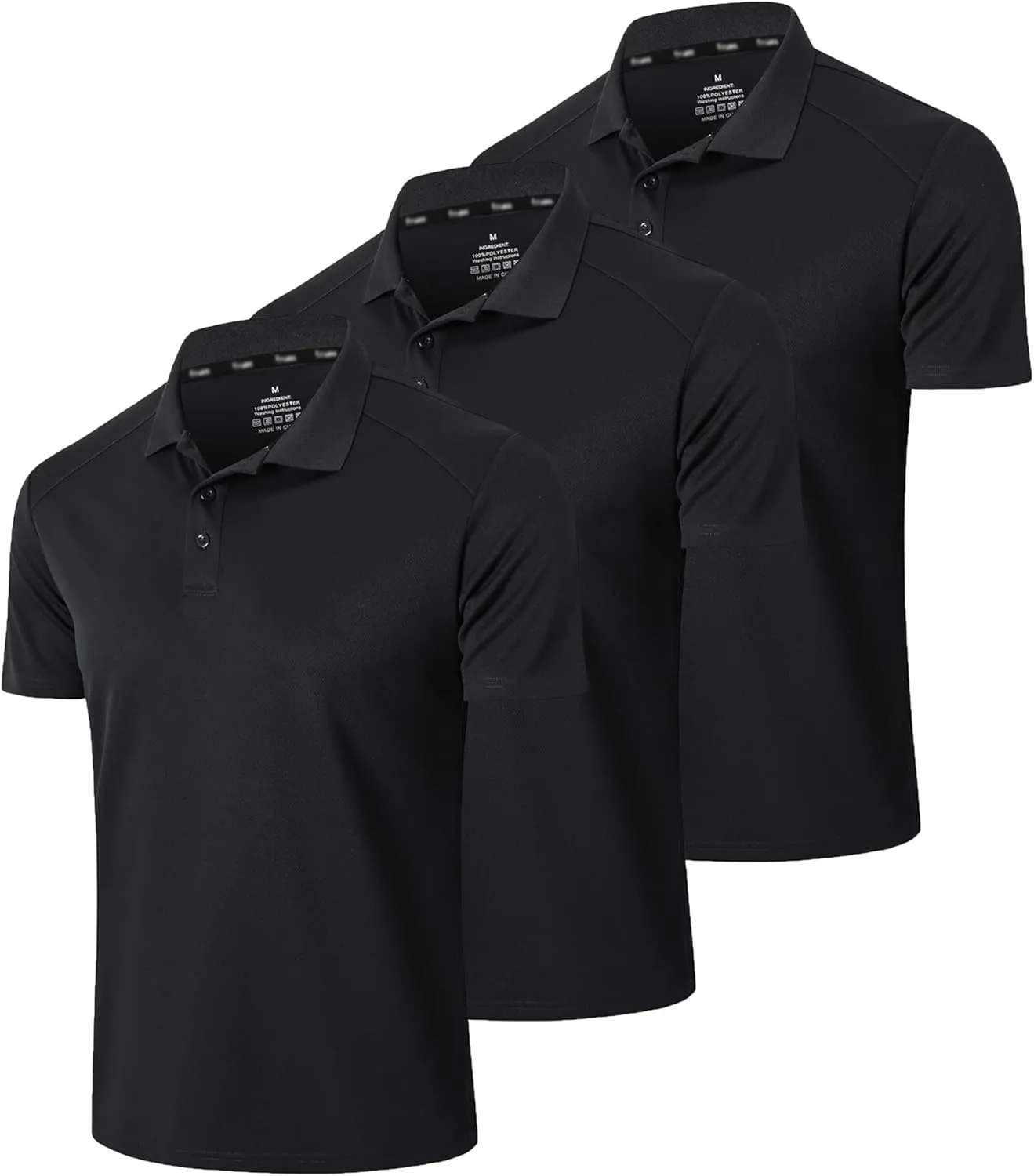 Mens 1/3 Pack Polo Shirt Moisture Wicking Dry Fit Performance Athletic Short Sleeve Golf Shirt