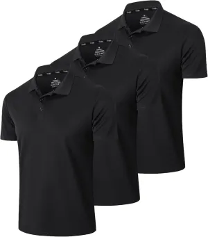 Mens 1/3 Pack Polo Shirt Moisture Wicking Dry Fit Performance Athletic Short Sleeve Golf Shirt