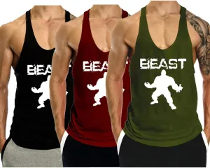 Mens 3 Pack Tank Tops Workout Gym Muscle Shirt Y-Back Fitness Bodybuilding Sleeveless T Shirt
