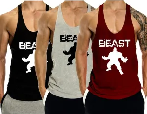 Mens 3 Pack Tank Tops Workout Gym Muscle Shirt Y-Back Fitness Bodybuilding Sleeveless T Shirt