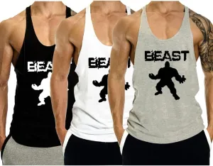 Mens 3 Pack Tank Tops Workout Gym Muscle Shirt Y-Back Fitness Bodybuilding Sleeveless T Shirt
