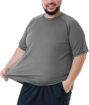Mens Big and Tall Swim Shirt Sun Protection UPF 50  Rash Guard Quick Dry T-Shirt