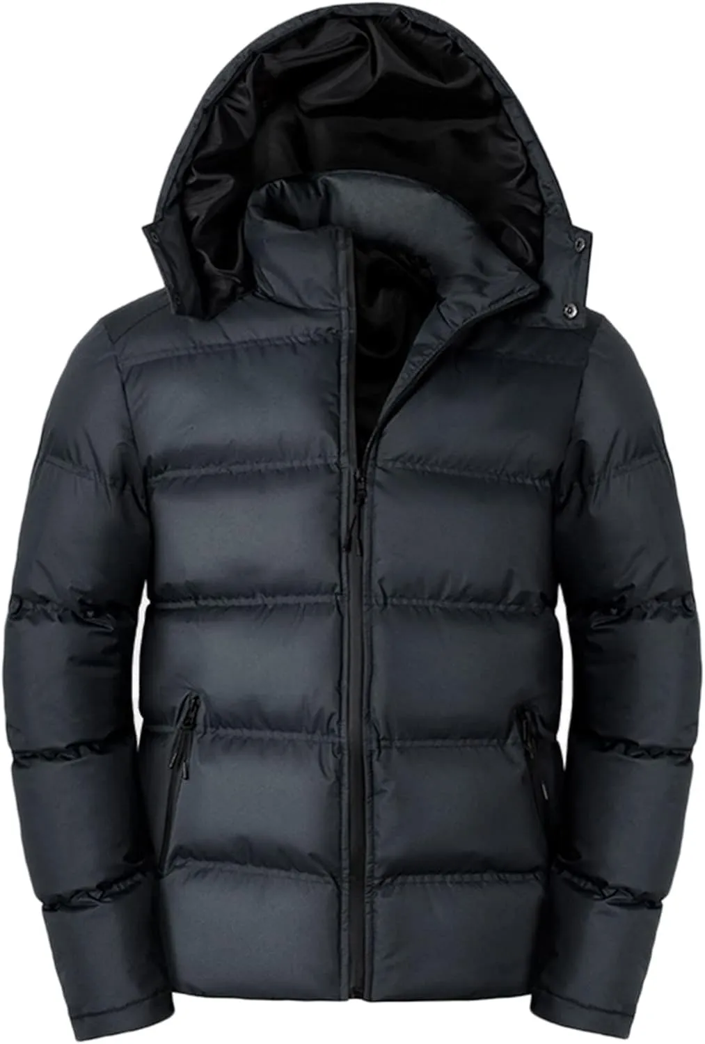 Men's Bread Cloth Winter Hooded Full-Zipper Solid Color Padded Plus Size Cotton Coat Jacket plus Size down Coats
