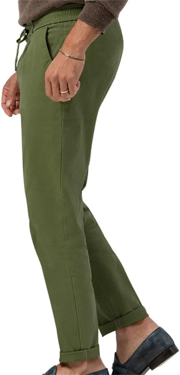 Mens Chino Pants Slim Fit Flat Front Stretch Skinny Tapered Dress Pants Lightweight Elastic Waistband Pants with Pockets
