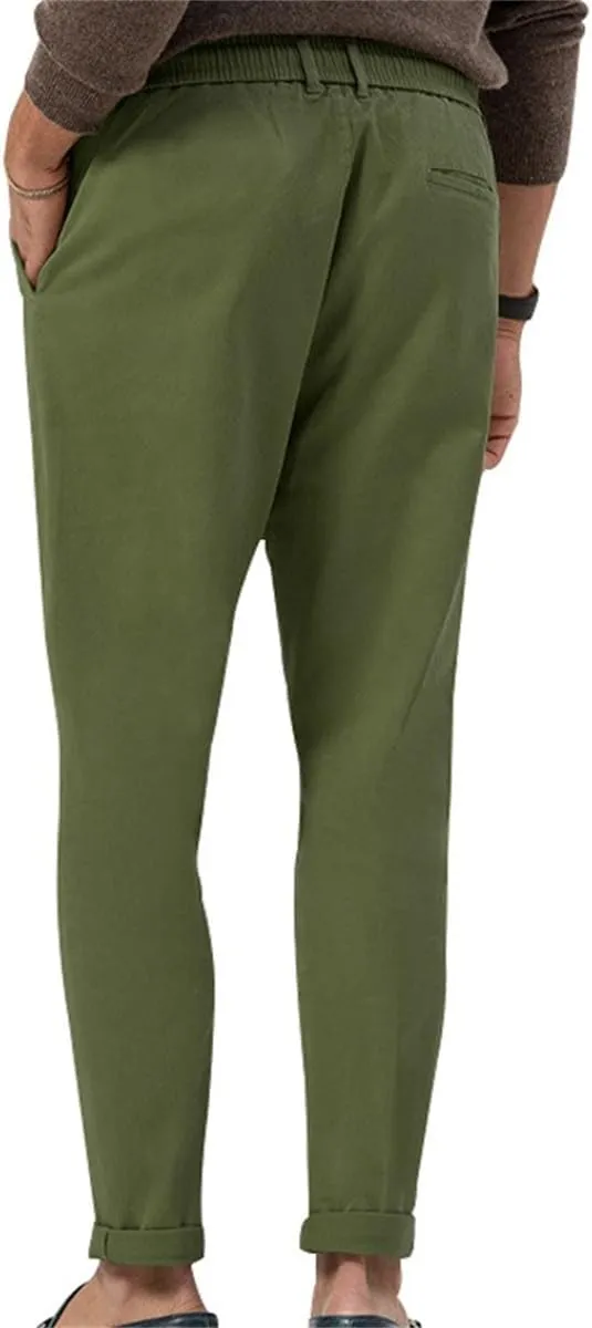 Mens Chino Pants Slim Fit Flat Front Stretch Skinny Tapered Dress Pants Lightweight Elastic Waistband Pants with Pockets
