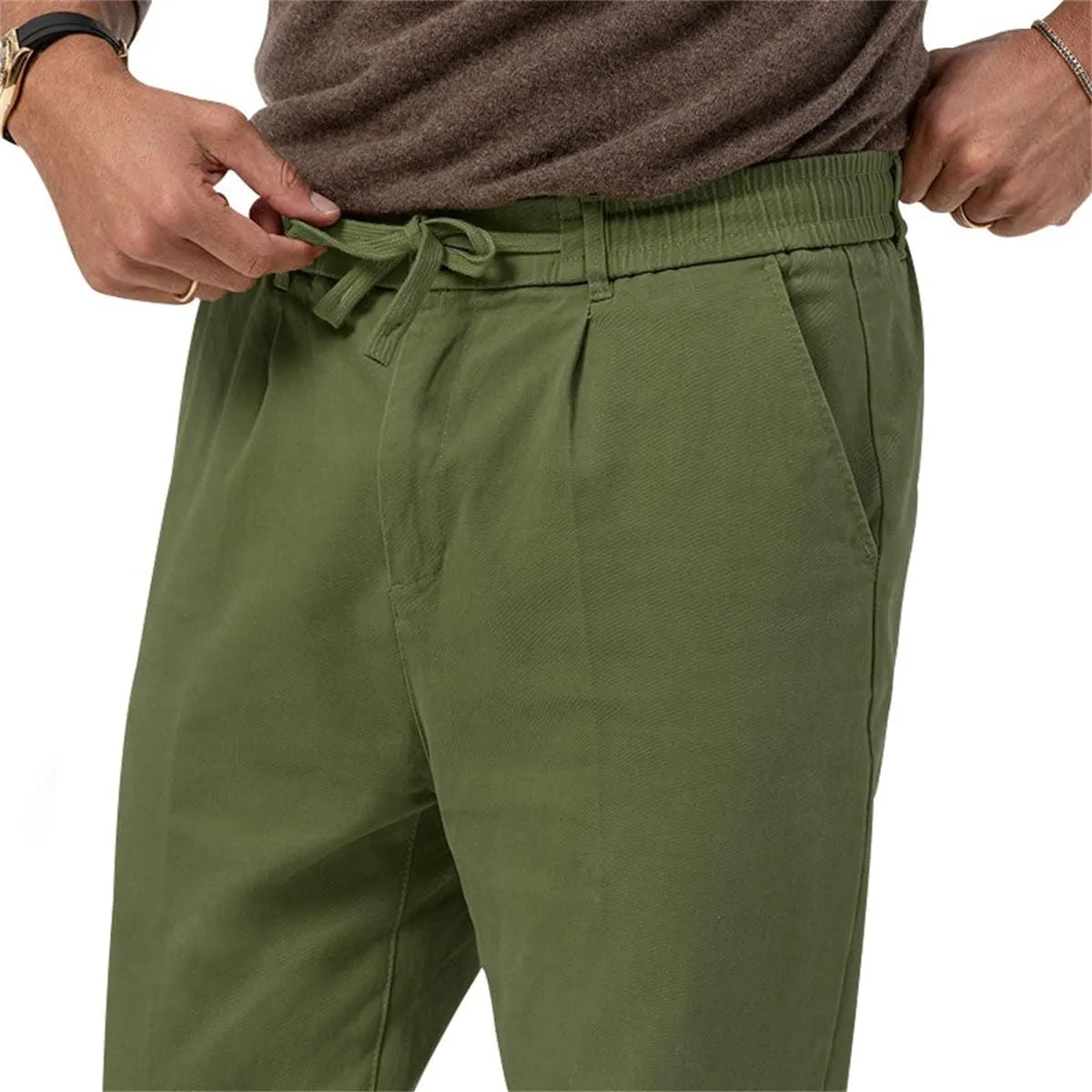 Mens Chino Pants Slim Fit Flat Front Stretch Skinny Tapered Dress Pants Lightweight Elastic Waistband Pants with Pockets