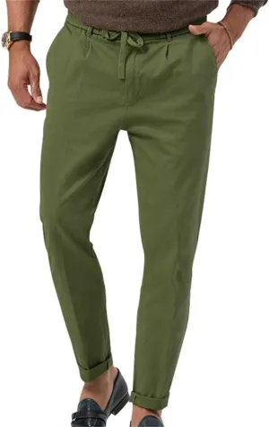 Mens Chino Pants Slim Fit Flat Front Stretch Skinny Tapered Dress Pants Lightweight Elastic Waistband Pants with Pockets