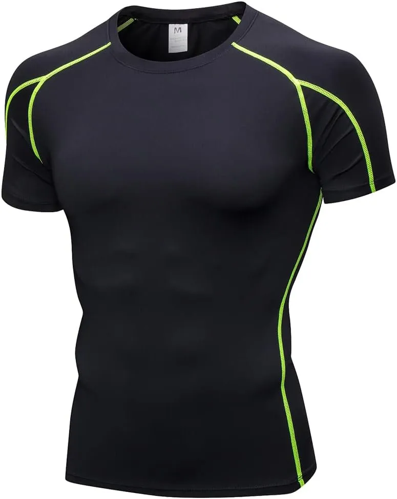 Men's Compression Shirt Short Sleeve Athletic Compression Tops Cool Dry Undershirts Baselayer Gym Workout T Shirt