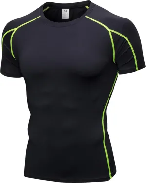 Men's Compression Shirt Short Sleeve Athletic Compression Tops Cool Dry Undershirts Baselayer Gym Workout T Shirt