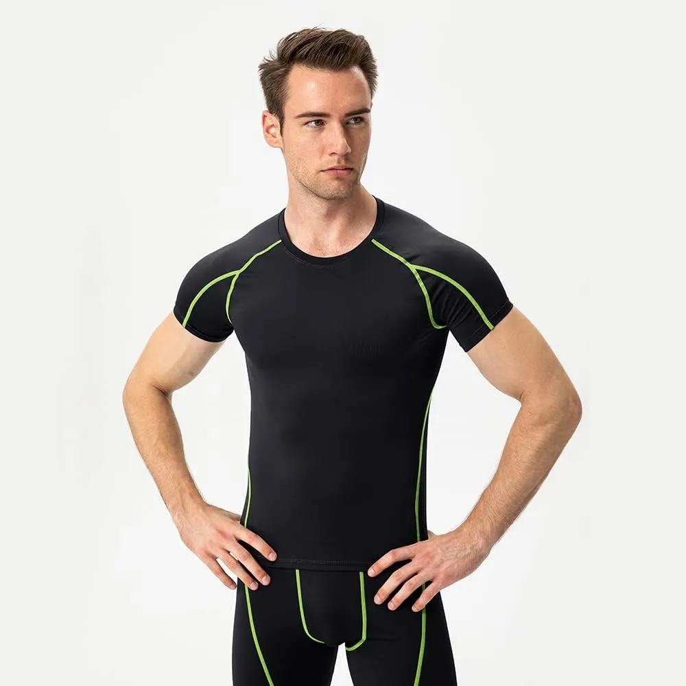 Men's Compression Shirt Short Sleeve Athletic Compression Tops Cool Dry Undershirts Baselayer Gym Workout T Shirt