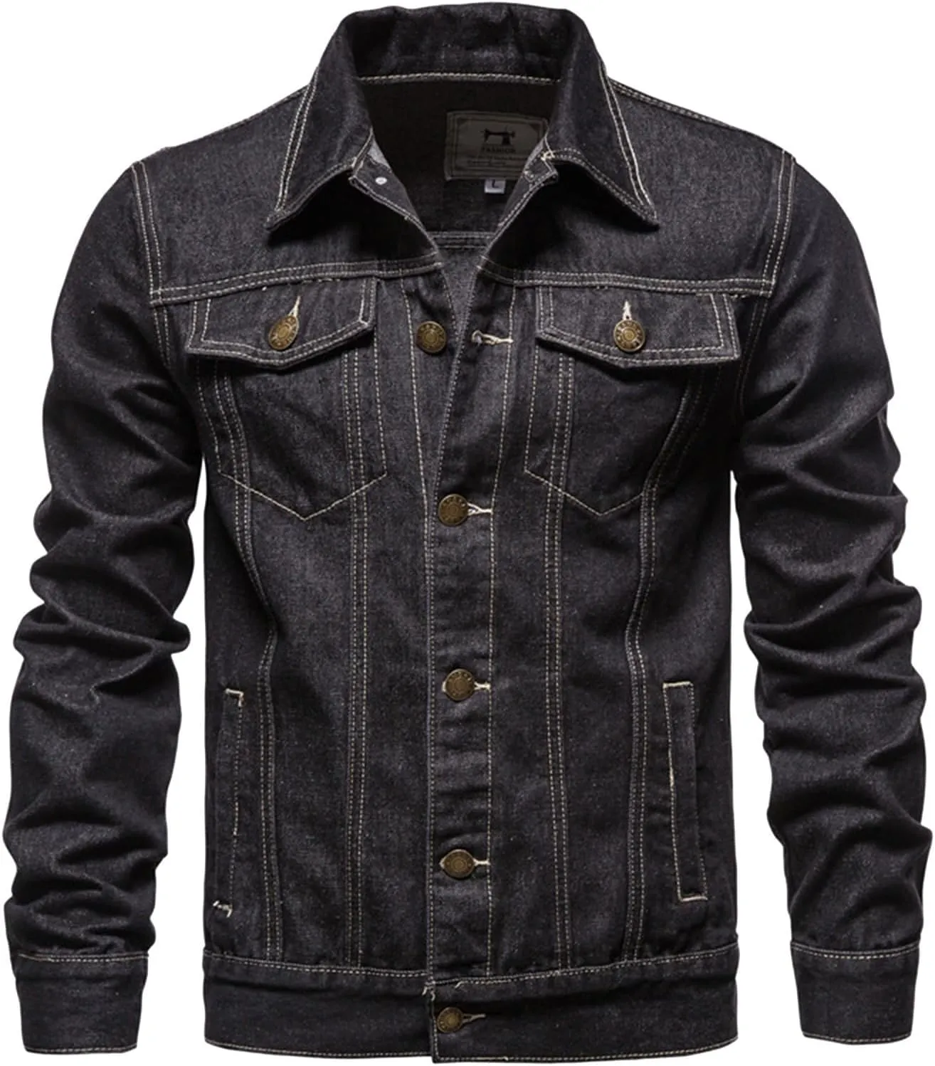 Men'S Denim Jackets Distressed Vintage Jean Jacket Single Breasted Windbreaker Slim Fit Denim Jacket Men Outerwear Coat
