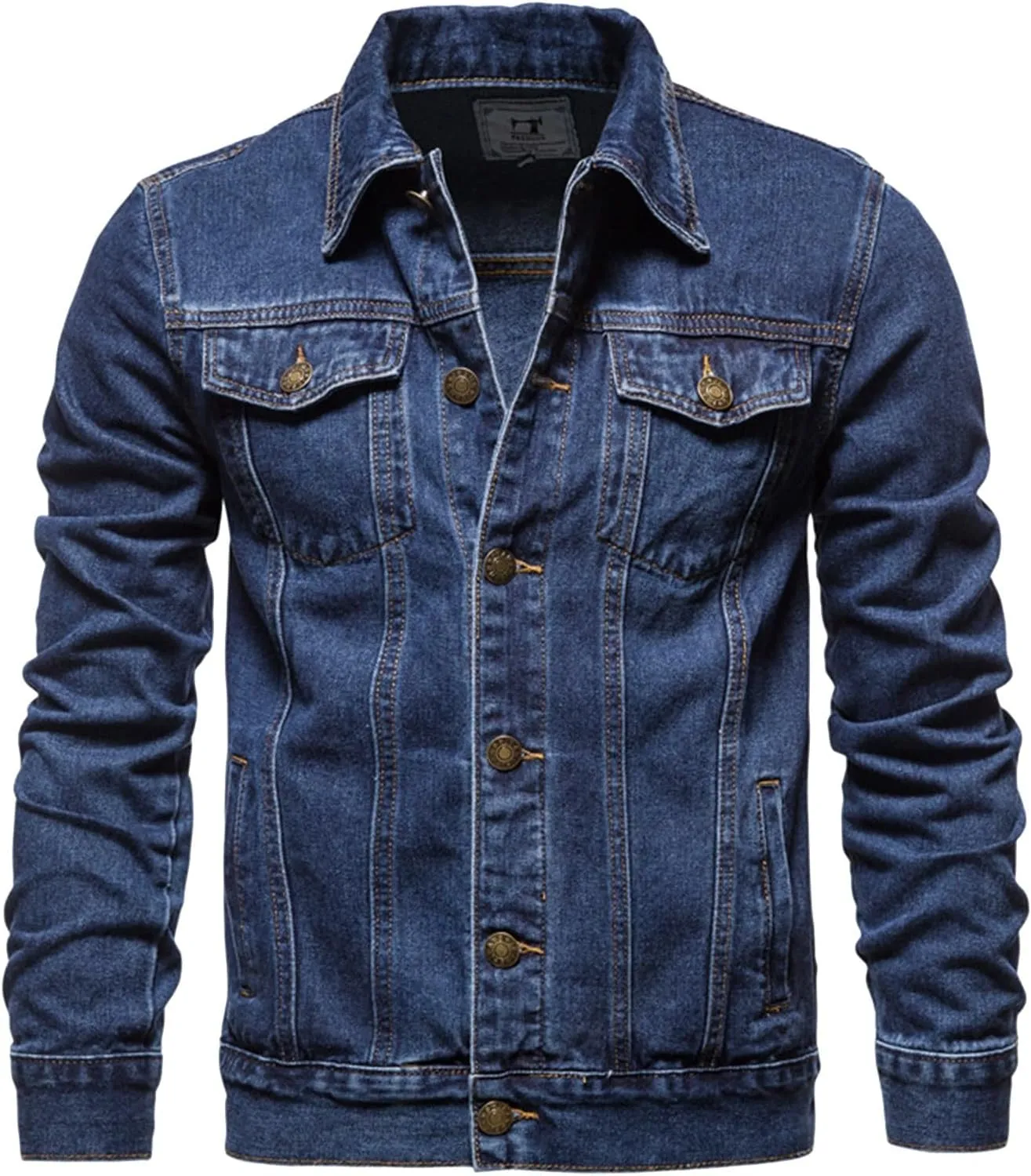 Men'S Denim Jackets Distressed Vintage Jean Jacket Single Breasted Windbreaker Slim Fit Denim Jacket Men Outerwear Coat