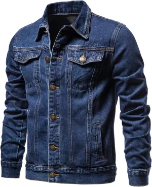 Men'S Denim Jackets Distressed Vintage Jean Jacket Single Breasted Windbreaker Slim Fit Denim Jacket Men Outerwear Coat