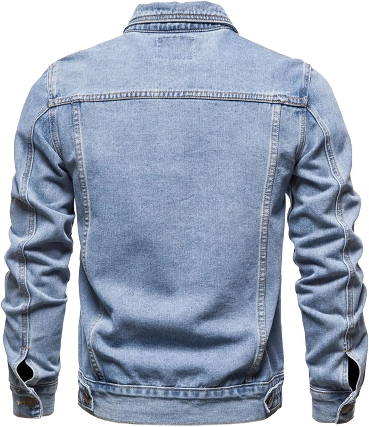 Men'S Denim Jackets Distressed Vintage Jean Jacket Single Breasted Windbreaker Slim Fit Denim Jacket Men Outerwear Coat