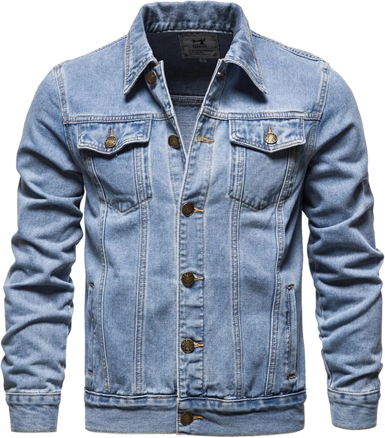Men'S Denim Jackets Distressed Vintage Jean Jacket Single Breasted Windbreaker Slim Fit Denim Jacket Men Outerwear Coat