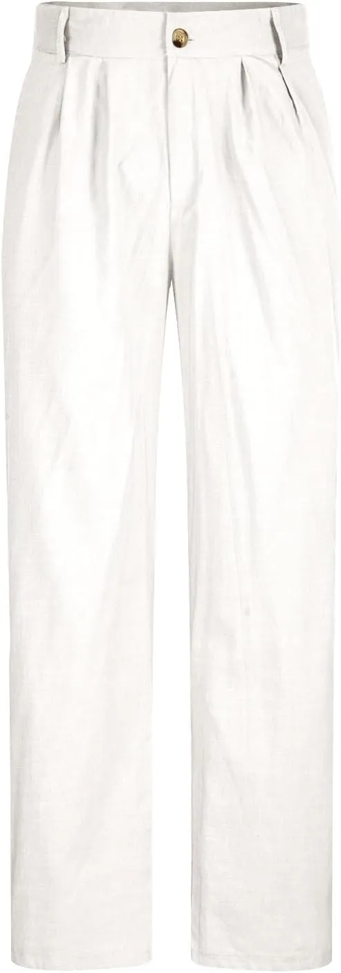 Men's Dress Pants Stretch Classic Fit Suit Pants Casual Pleated Front Dress Pants Straight Fit Pants