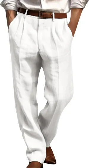 Men's Dress Pants Stretch Classic Fit Suit Pants Casual Pleated Front Dress Pants Straight Fit Pants