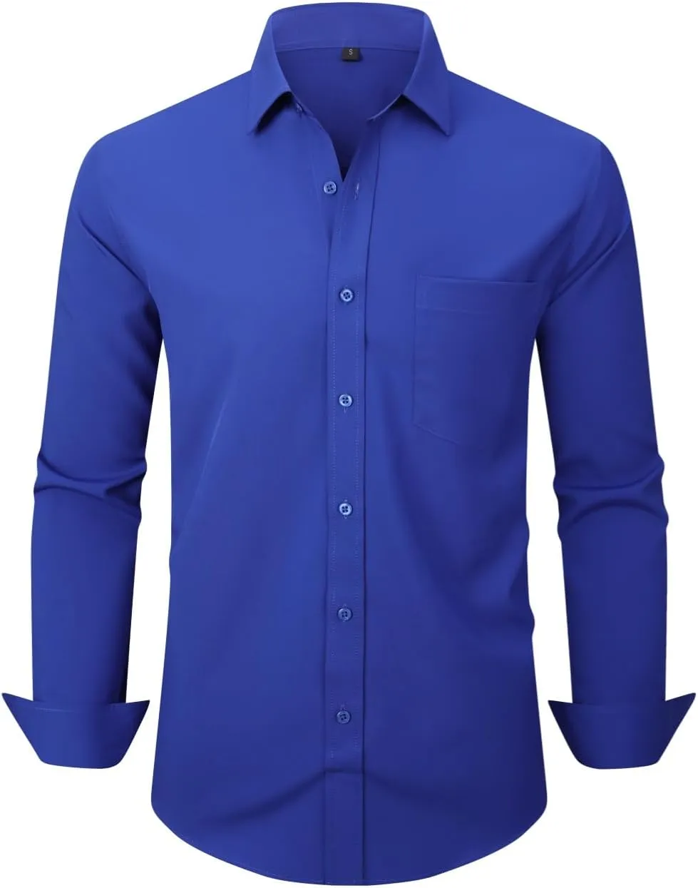 Men's Dress Shirts Long Sleeve Button Down Shirt Business Formal Stretch Shirt Regular Fit with Pockets