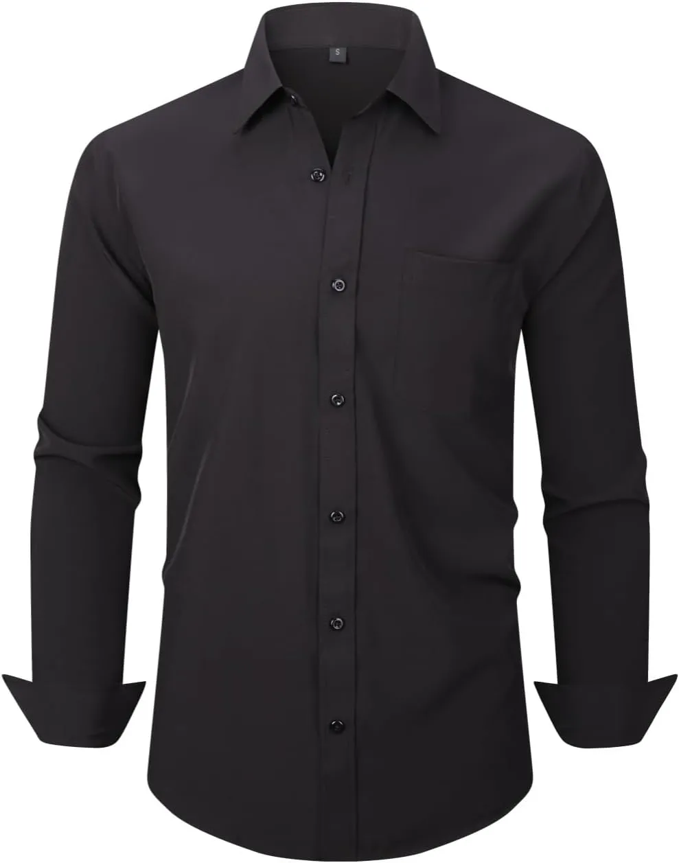 Men's Dress Shirts Long Sleeve Button Down Shirt Business Formal Stretch Shirt Regular Fit with Pockets