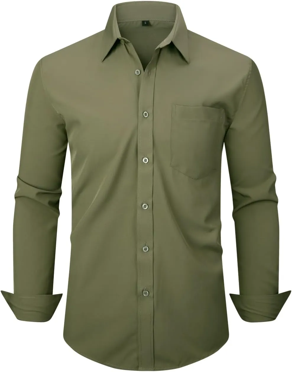 Men's Dress Shirts Long Sleeve Button Down Shirt Business Formal Stretch Shirt Regular Fit with Pockets