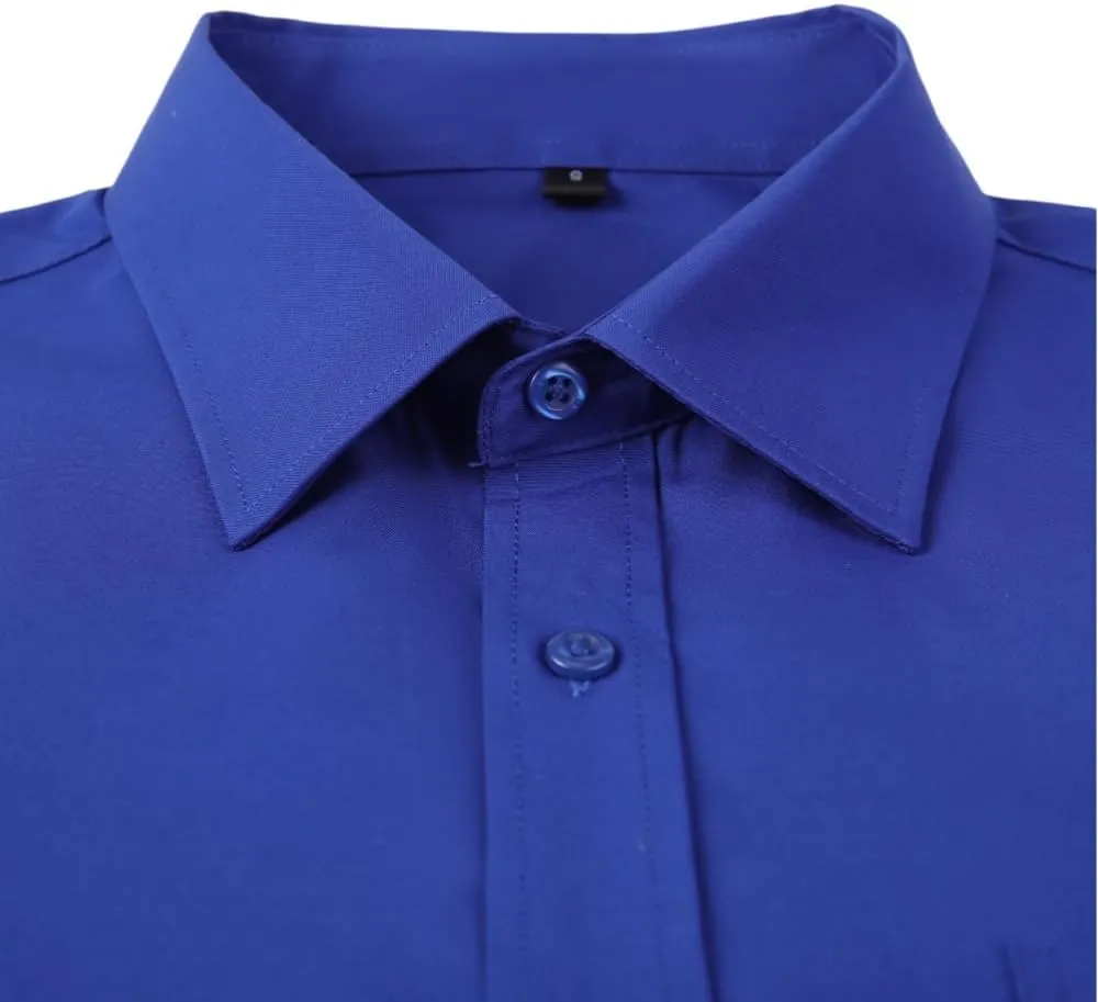 Men's Dress Shirts Long Sleeve Button Down Shirt Business Formal Stretch Shirt Regular Fit with Pockets