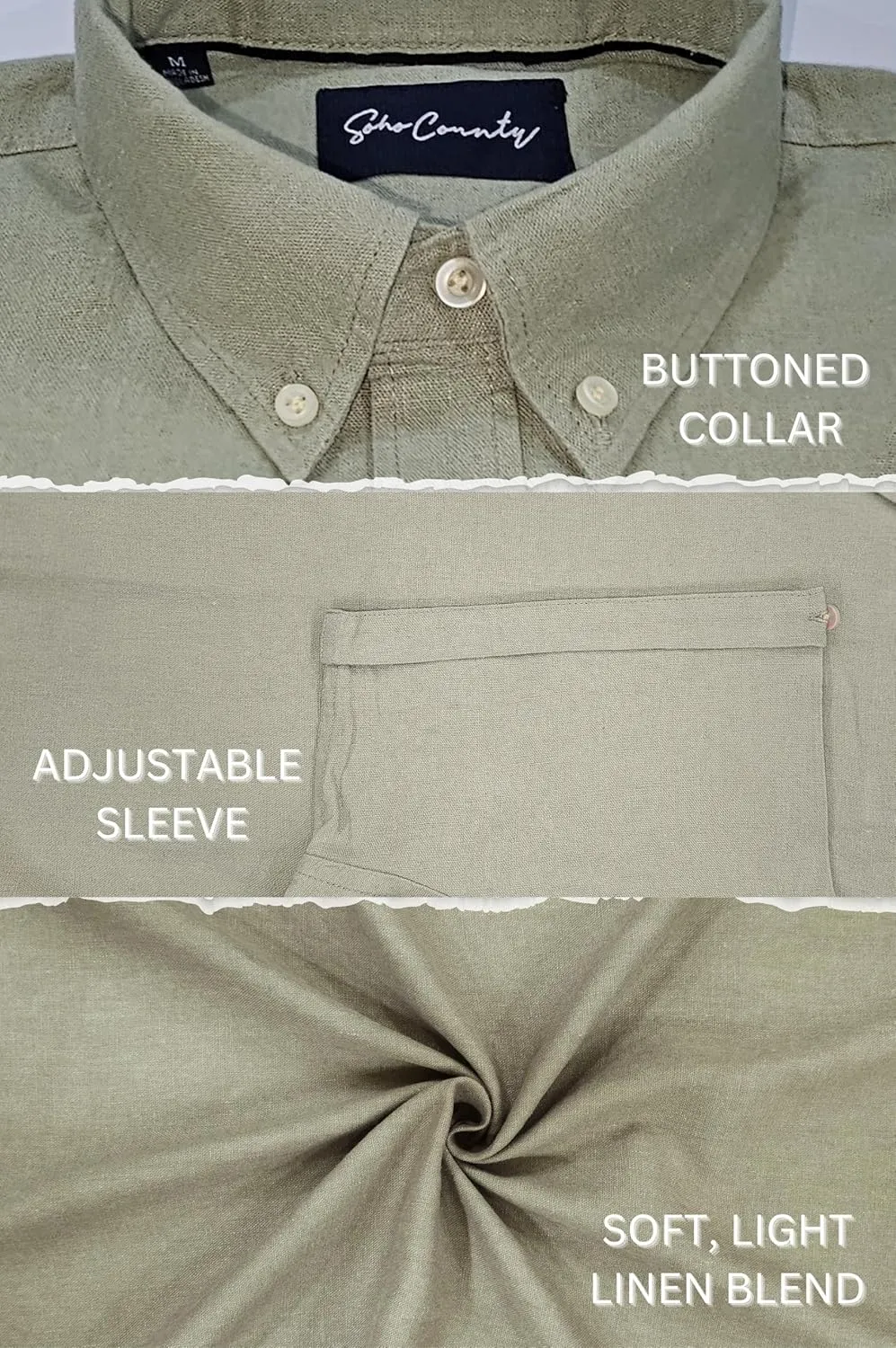 Mens Linen Blend Short Sleeve Casual Shirt for Vacation, Holiday, Casual Party, Lightweight Button Down Shirt