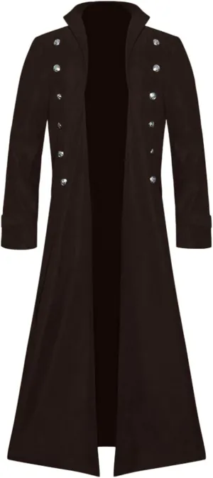 Mens Long Trench Coat, Gutori Men's Steampunk Vintage Jacket Retro Gothic Victorian Frock Coat Uniform Tailcoat Costume