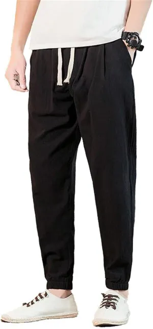 Men's Pants Spring Summer Casual Fit Chinese Style Korean Capri Harem Work Trousers Straight Trouser