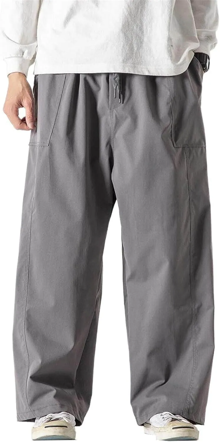 Men's Pants Spring Summer Japanese Work Capri Cropped Harem Straight Leg Trouser