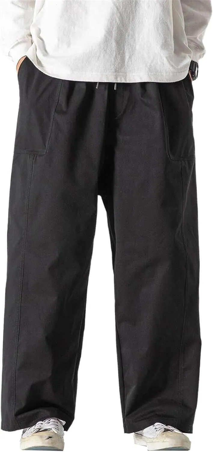 Men's Pants Spring Summer Japanese Work Capri Cropped Harem Straight Leg Trouser