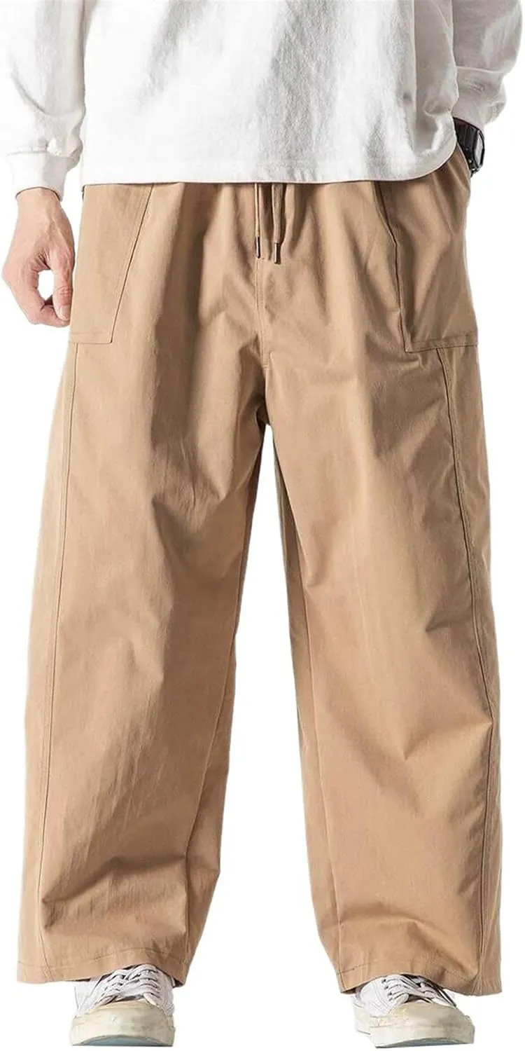 Men's Pants Spring Summer Japanese Work Capri Cropped Harem Straight Leg Trouser