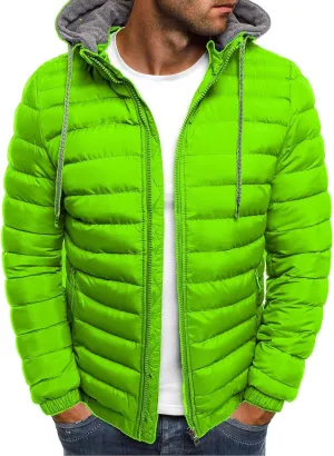 Mens Puffer Jacket Winter Warm Hooded Quilted Down Jacket Outerwear Lightweight Zip Up Insulated Padded Coat
