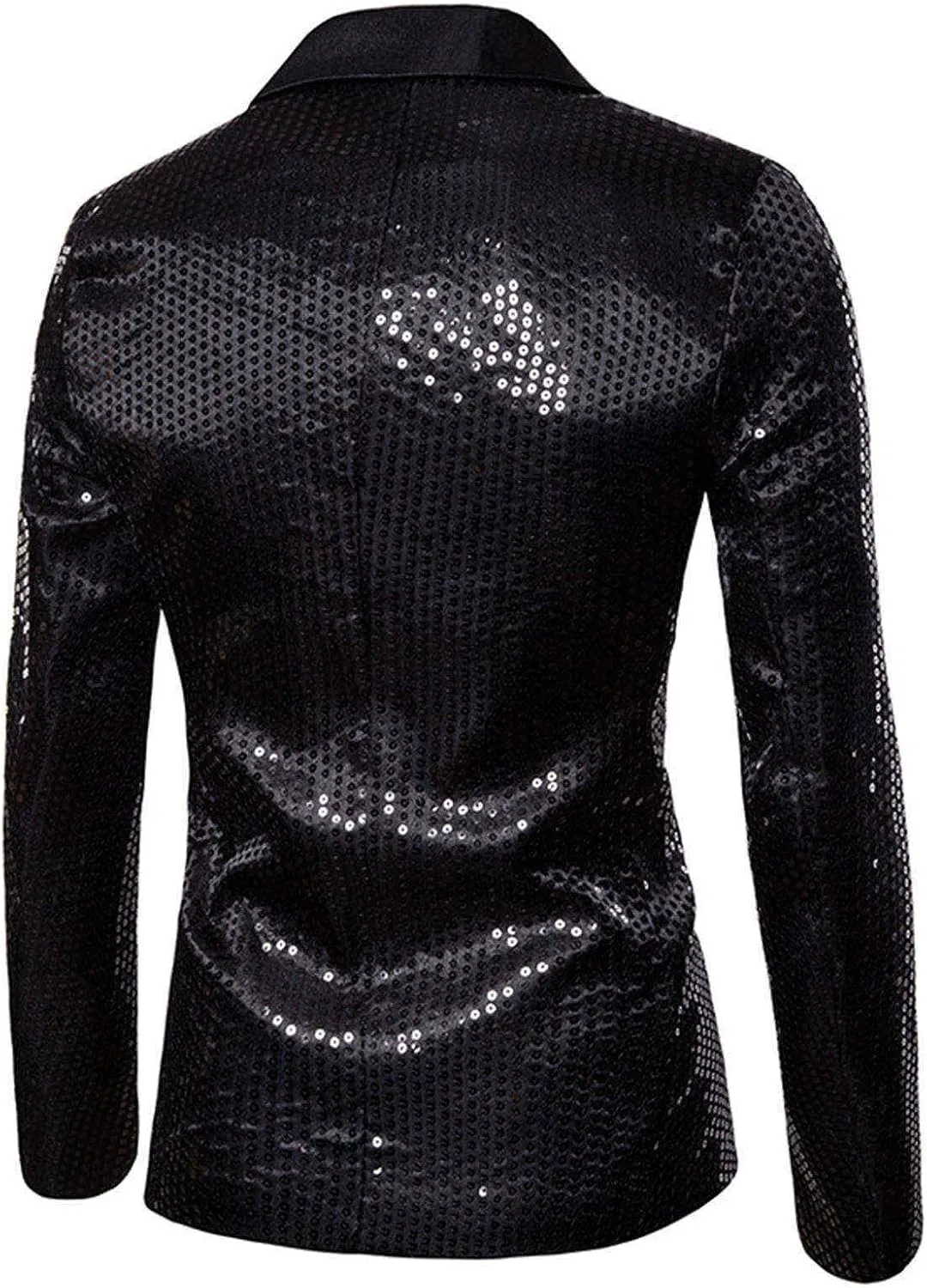 Mens Sequin Blazer Jacket Slim Fit One Button Tuxedo Sparkly Lapel Dress Jacket Party Prom Dinner Wedding Tuxedo Coat