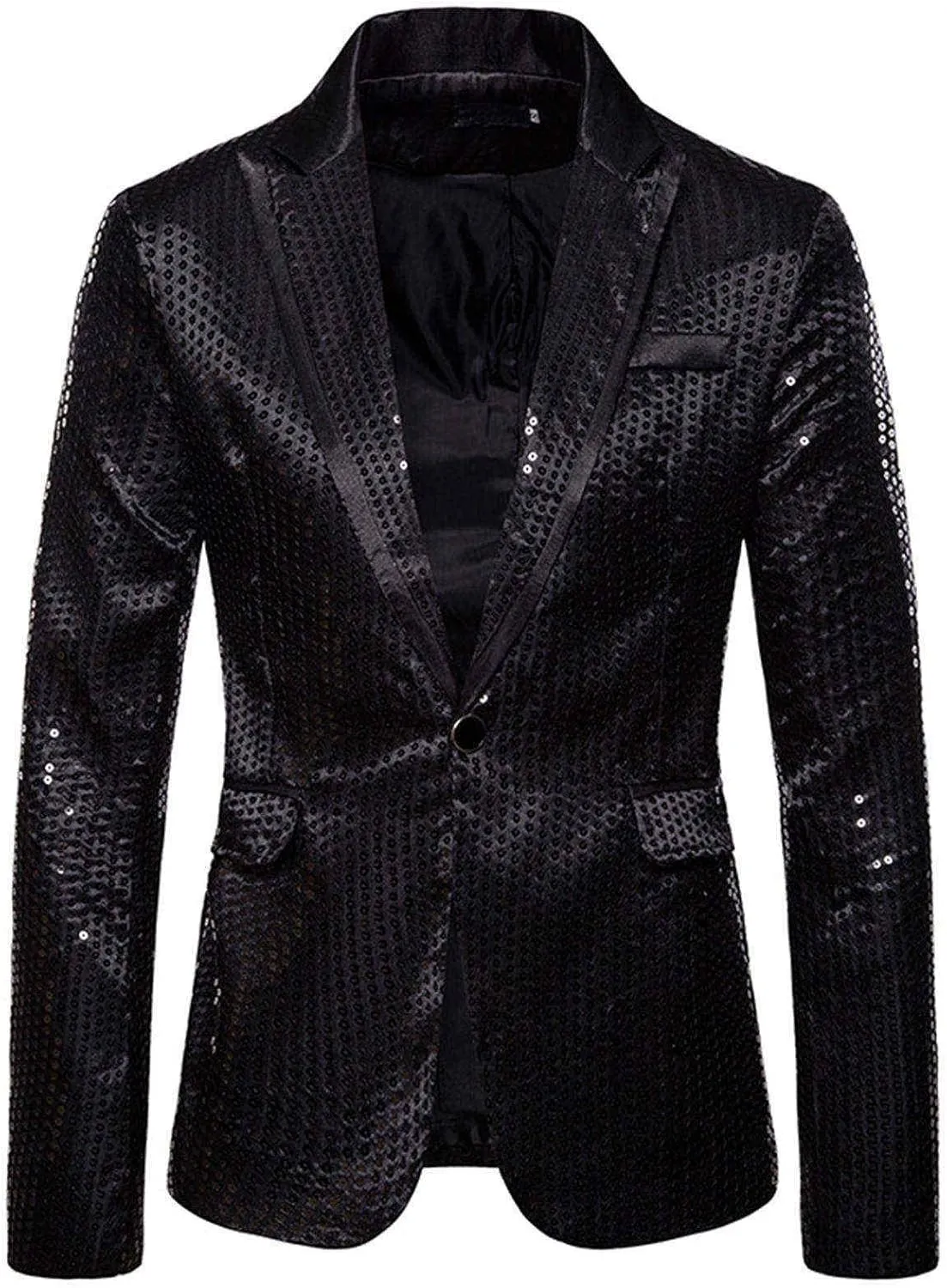 Mens Sequin Blazer Jacket Slim Fit One Button Tuxedo Sparkly Lapel Dress Jacket Party Prom Dinner Wedding Tuxedo Coat