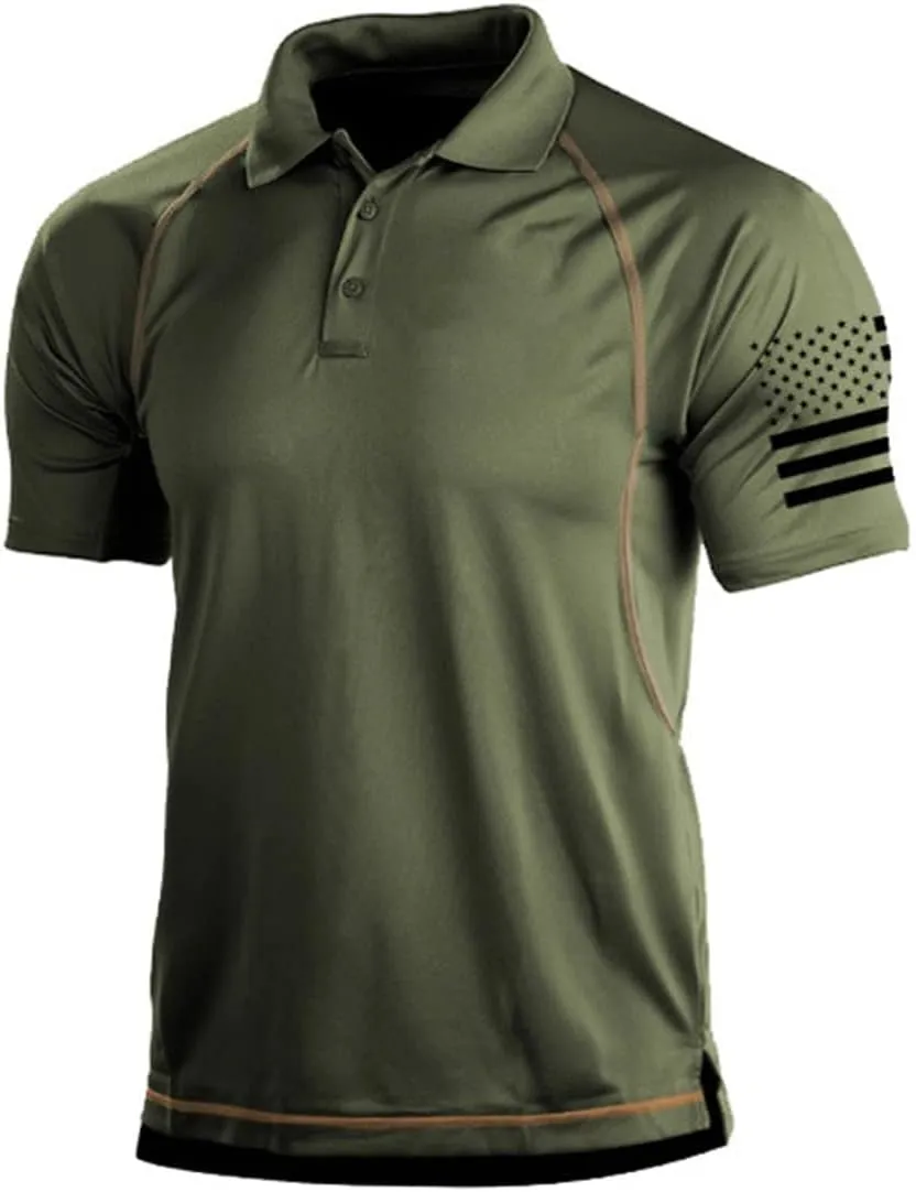 Men's Short Sleeve Shirt Cargo Tactical Military Pullover T-Shirt Quick Dry Army Combat Polo Shirts