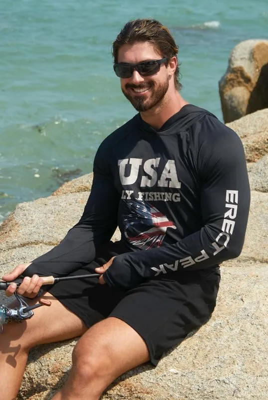 Men's Sun Protection Fishing Hoodie Shirt UPF 50  Long Sleeve Lightweight Rashguard Outdoor Hiking UV Shirt