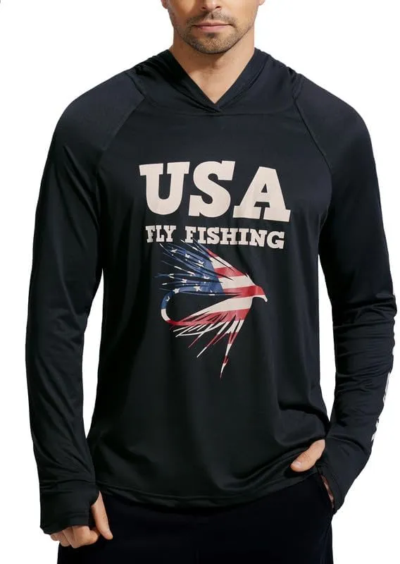 Men's Sun Protection Fishing Hoodie Shirt UPF 50  Long Sleeve Lightweight Rashguard Outdoor Hiking UV Shirt