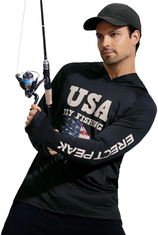 Men's Sun Protection Fishing Hoodie Shirt UPF 50  Long Sleeve Lightweight Rashguard Outdoor Hiking UV Shirt