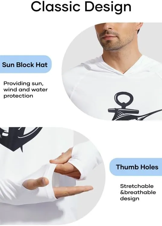 Men's Sun Protection Fishing Hoodie Shirt UPF 50  Long Sleeve Lightweight Rashguard Outdoor Hiking UV Shirt