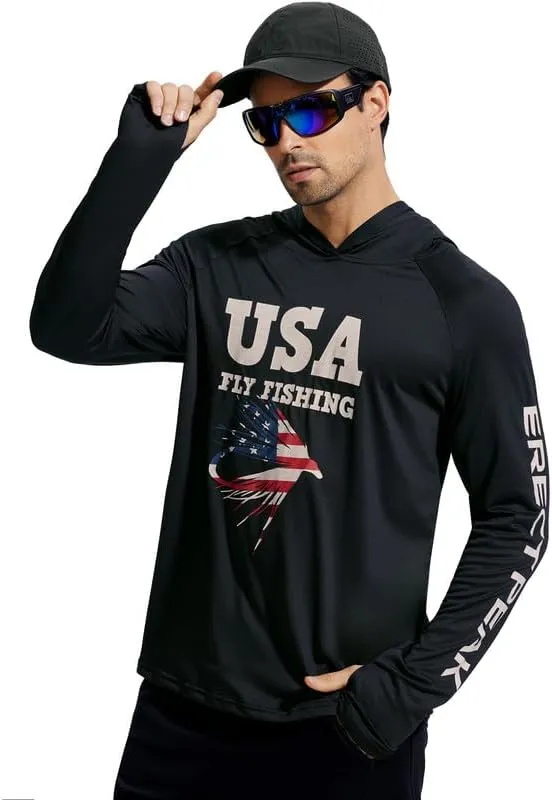 Men's Sun Protection Fishing Hoodie Shirt UPF 50  Long Sleeve Lightweight Rashguard Outdoor Hiking UV Shirt