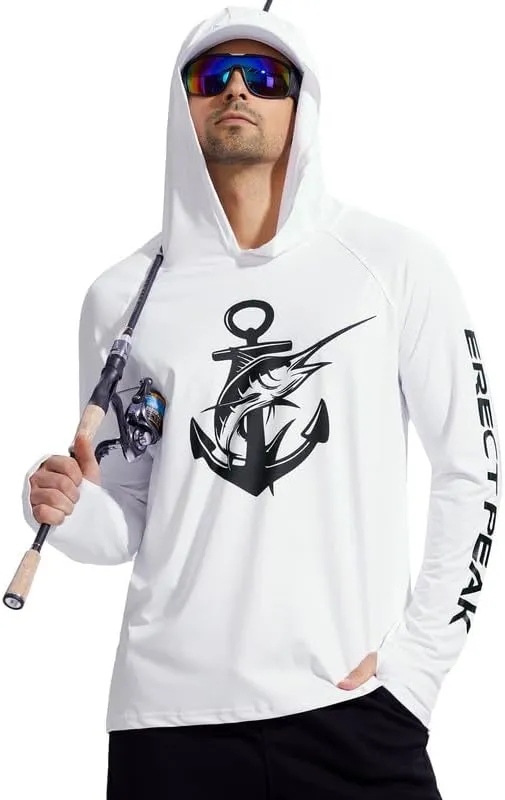 Men's Sun Protection Fishing Hoodie Shirt UPF 50  Long Sleeve Lightweight Rashguard Outdoor Hiking UV Shirt