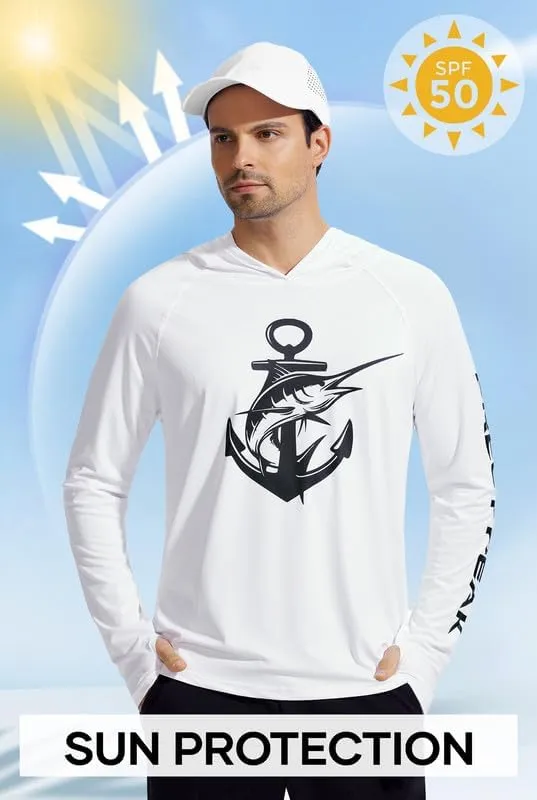 Men's Sun Protection Fishing Hoodie Shirt UPF 50  Long Sleeve Lightweight Rashguard Outdoor Hiking UV Shirt