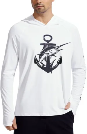 Men's Sun Protection Fishing Hoodie Shirt UPF 50  Long Sleeve Lightweight Rashguard Outdoor Hiking UV Shirt