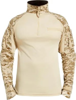 Mens Tactical Military Shirt 1/4 Zip Long Sleeve Slim Fit Military Combat Shirt with Pockets