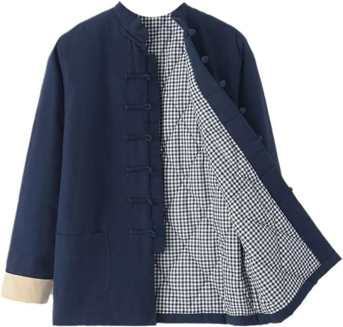 Men's Thickened Cotton Padded Jacket Outerwear - Tang Suit Button-Up Cotton Padded Coat