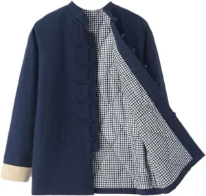 Men's Thickened Cotton Padded Jacket Outerwear - Tang Suit Button-Up Cotton Padded Coat