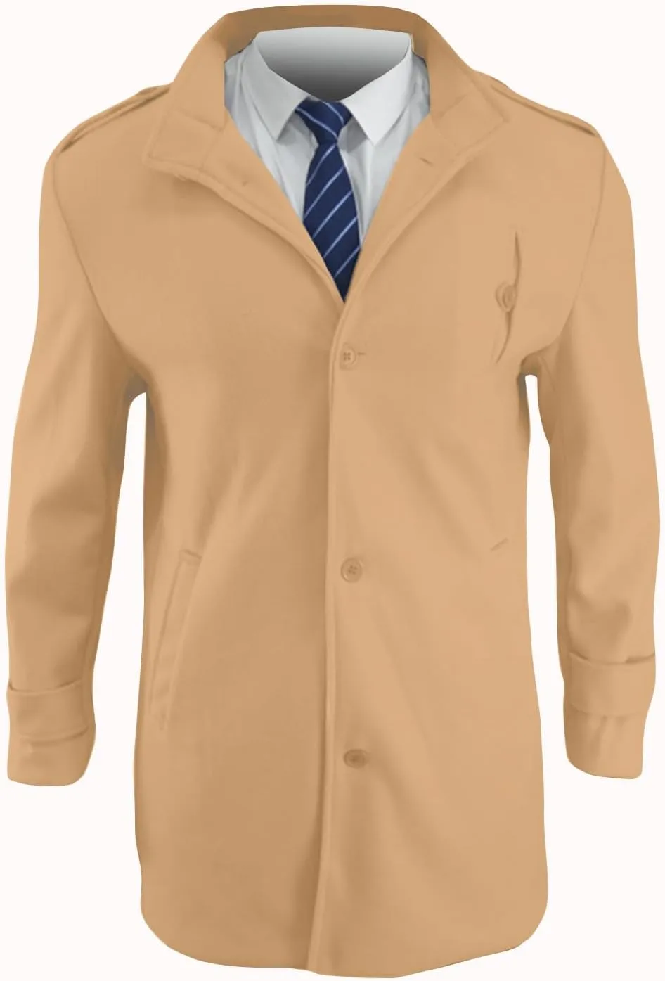Men's Warm Winter Long Jacket Casual Classic Notched Collar Overcoat with Pockets