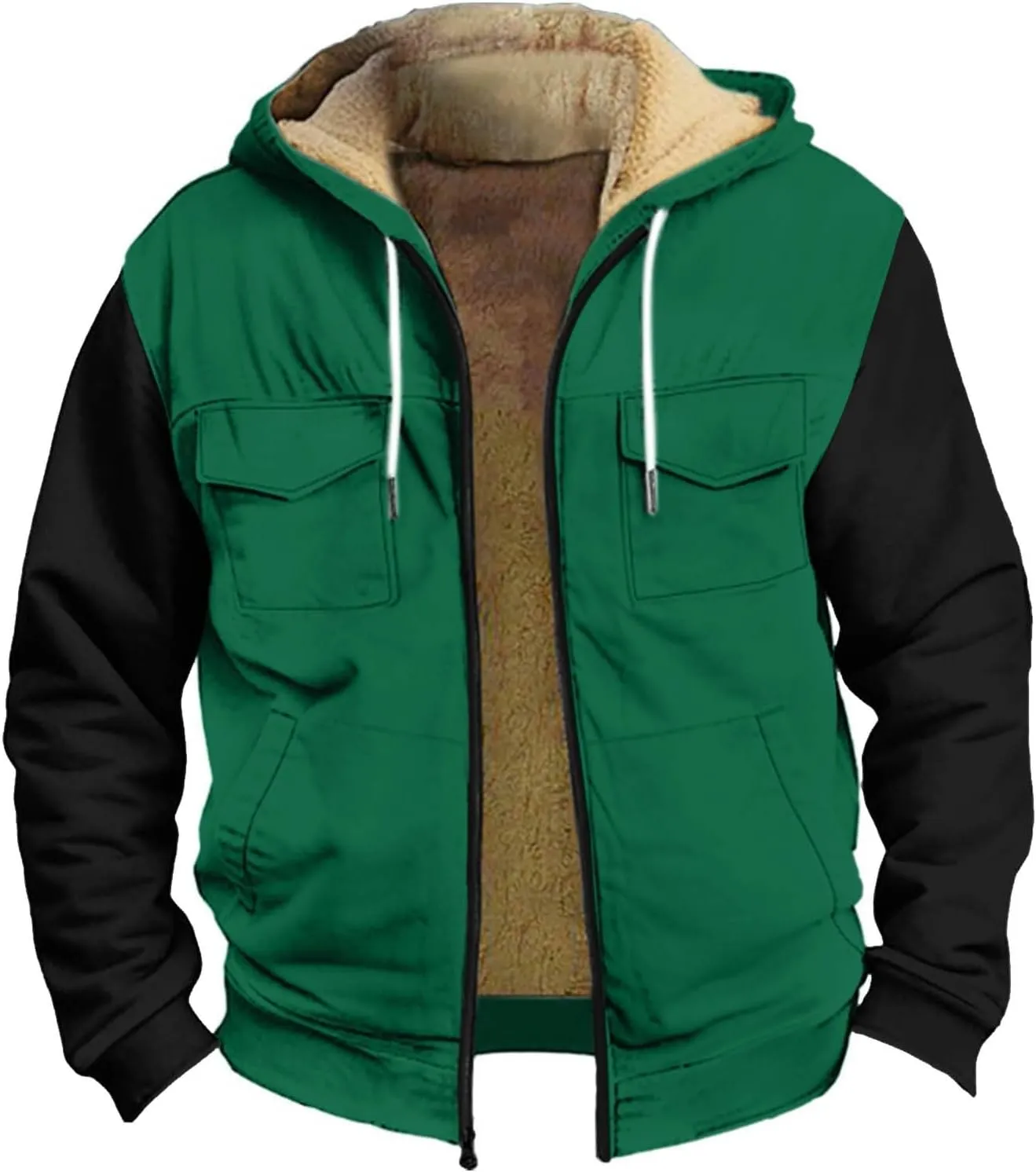 Men'S Winter Coats Thickened Button Double Pocket With Pocket Insert Cotton Warm Windbreaker Jackets Heated Casual Hoodie