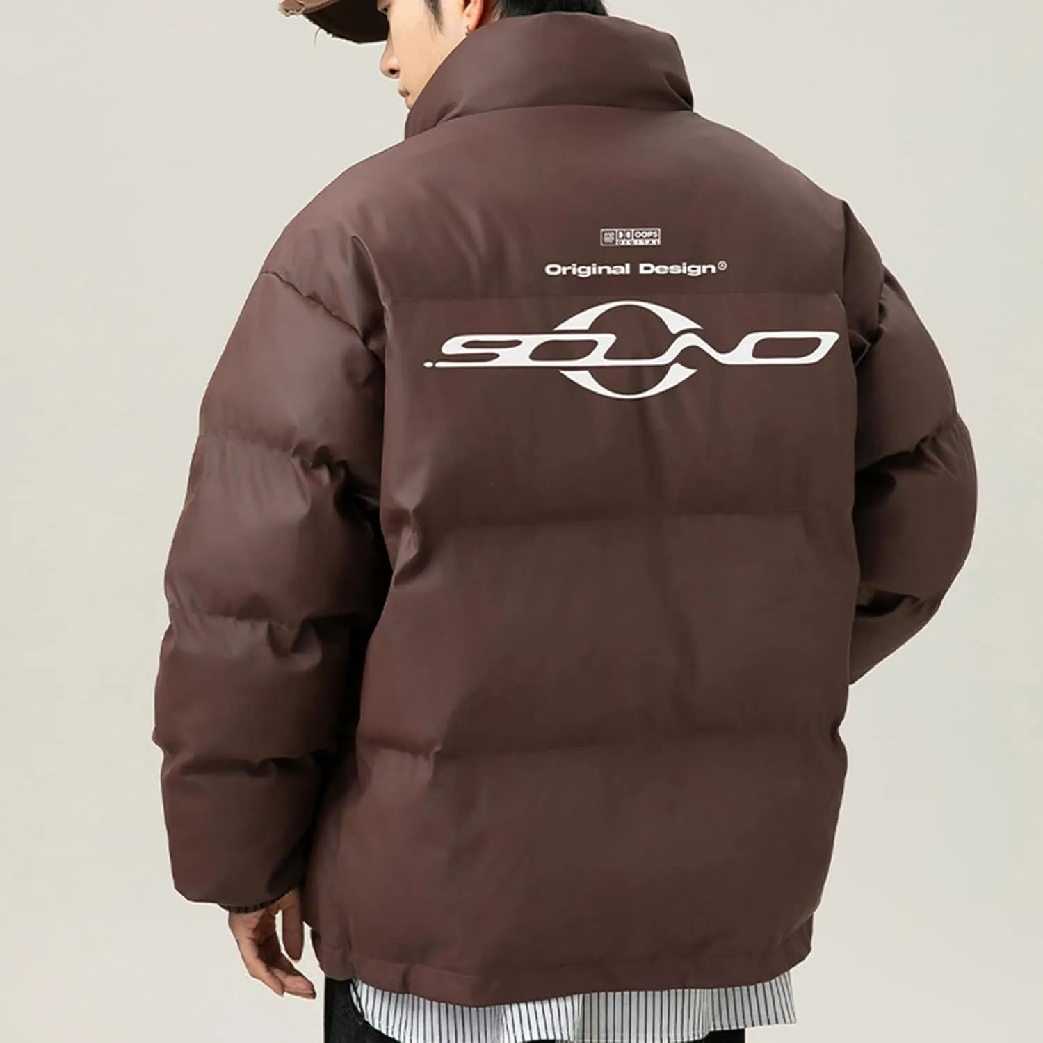 Men'S Winter Jacket Warm Puffer Coats Thicken Cotton Down Coat Stand Collar Lightweight Jacket Travel Padded Jacket