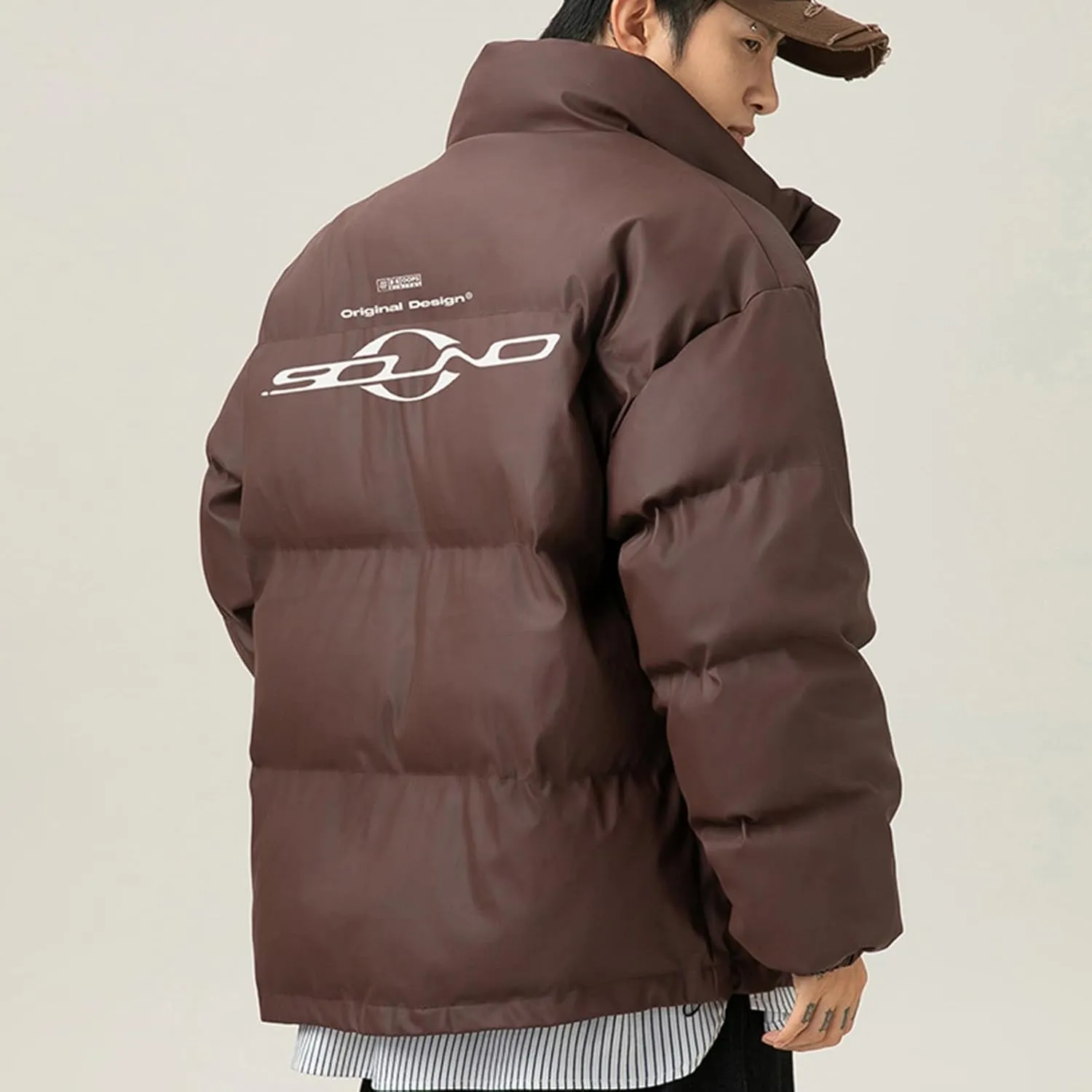 Men'S Winter Jacket Warm Puffer Coats Thicken Cotton Down Coat Stand Collar Lightweight Jacket Travel Padded Jacket